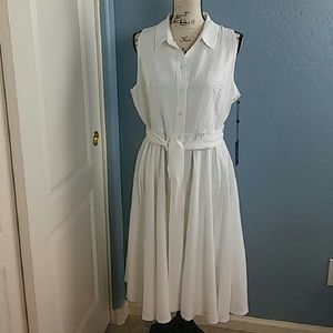 Tommy Hilfiger white collared button down dress